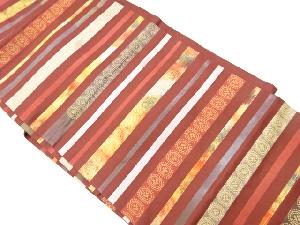 リサイクル　横段に華文模様織出し名古屋帯